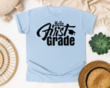 Hello First Grade graphic tee in Chambray