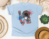 Love Patriotic Sunflower graphic tee in Chambray