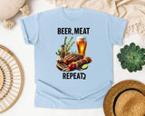 Beer Meat Repeat Brown 2 graphic tee in Chambray