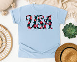 USA Black graphic tee in Chambray