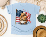 Hamster With American Flag graphic tee in Chambray