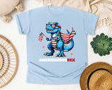 Amerisaurus Rex Grey graphic tee in Chambray