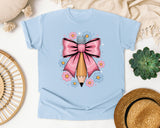 Pencil Bow Floral graphic tee in Chambray