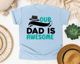 Our Dad Is Awesome graphic tee in Chambray