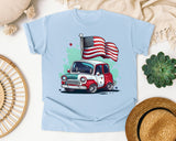 Classic Car With Flags graphic tee in Chambray