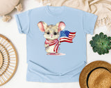 Mouse With American Flag graphic tee in Chambray