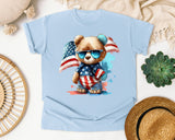 Bear With American Flag graphic tee in Chambray