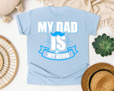My Dad Is My Hero White graphic tee in Chambray
