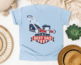 Best Dad Lawn Mower graphic tee in Chambray