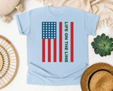 Life On The Line graphic tee in Chambray