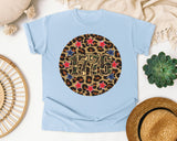 1776 Leopard Circle graphic tee in Chambray