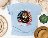 Home Of The Brave Fearless And Free graphic tee in Chambray