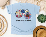 Peace Love America Grey graphic tee in Chambray