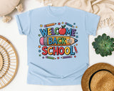 Welcome Back To School Crayons graphic tee in Chambray