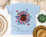 Patriotic Sunflower Hearts graphic tee in Chambray