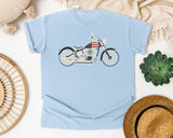 Patriotic Motorcycle graphic tee in Chambray