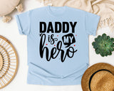 Daddy Is My Hero White 2 graphic tee in Chambray