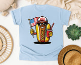 USA Hot Dog Character graphic tee in Chambray