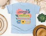 Inspire Educate Motivate graphic tee in Chambray