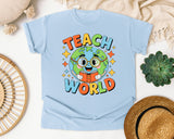 Teach World graphic tee in Chambray