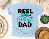 Reel Great Dad graphic tee in Chambray