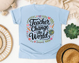 Teacher Change The World graphic tee in Chambray