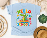 Hello School Alligator graphic tee in Chambray