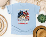 Land Of The Free American Warrior graphic tee in Chambray