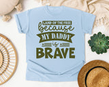 Land Of The Free Because My Daddy Is Brave White 3 graphic tee in Chambray