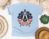 Patriotic Compass Gear Emblem Navy graphic tee in Chambray