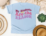 My Students Are The Reason graphic tee in Chambray