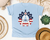 Patriotic Compass Gear Emblem Navy 2 graphic tee in Chambray
