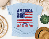 America 1776 Land Of The Free Red graphic tee in Chambray