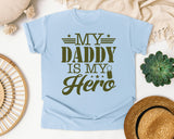 My Daddy Is My Hero Brown 2 graphic tee in Chambray