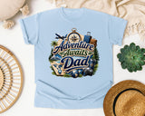 Adventure Awaits Dad graphic tee in Chambray