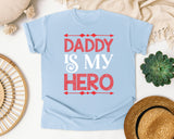 Daddy Is My Hero Pink graphic tee in Chambray