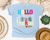 Hello Preschool Backpack graphic tee in Chambray