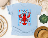 Patriotic Lobster Martini graphic tee in Chambray