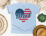 Blessed graphic tee in Chambray