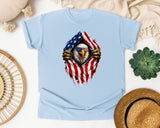 Eagle Ripping Flag graphic tee in Chambray