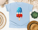 Patriotic Popsicle Drip graphic tee in Chambray