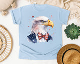Eagle With Flag Bow Tie graphic tee in Chambray