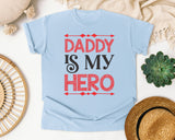Daddy Is My Hero Pink 2 graphic tee in Chambray