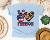 Peace Love Freedom Black graphic tee in Chambray
