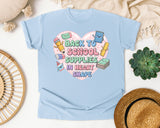 Back To School Supplies In Heart Shape graphic tee in Chambray