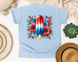 Patriotic Popsicle Floral graphic tee in Chambray