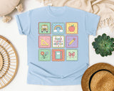 Teacher Icon Squares graphic tee in Chambray