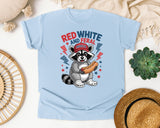 Red White And Feral graphic tee in Chambray