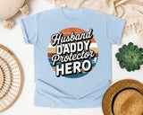 Husband Daddy Protector Hero Black graphic tee in Chambray