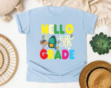 Hello 5th Grade Backpack graphic tee in Chambray